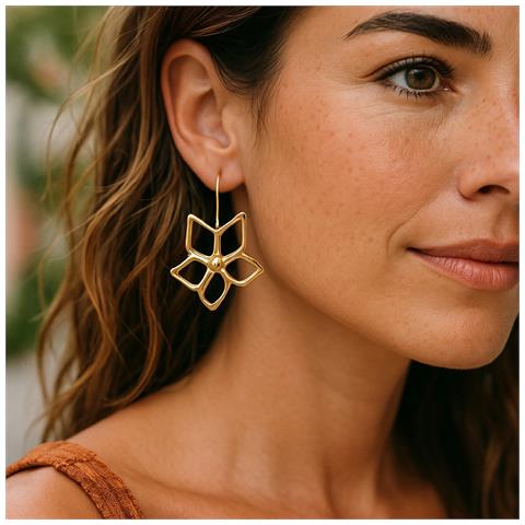 Orecchino A Gancio Irregolare Blom G In Ottone Placcato Oro - Foto 3