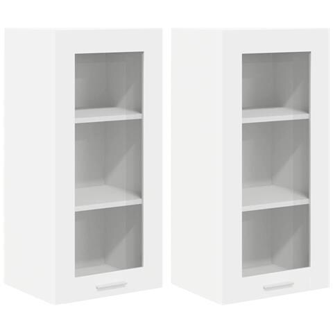 Armadio pensile con porta Riga 2 pcs Bianco 40 x 31 x 80 cm - Foto 1