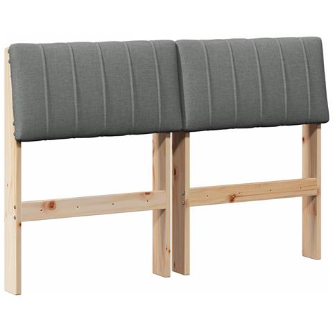 Testiera imbottita Grigio scuro 120 cm Pino massello - Foto 1