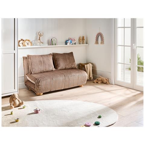 Divano Letto 2 Posti Abisko Velluto A Coste Marrone Chiaro - Foto 1