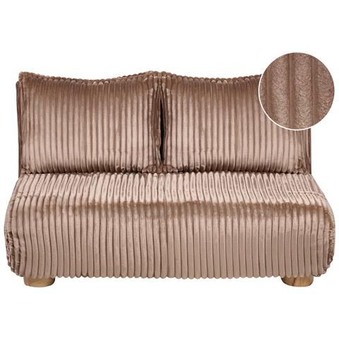 Divano Letto 2 Posti Abisko Velluto A Coste Marrone Chiaro - Foto 2