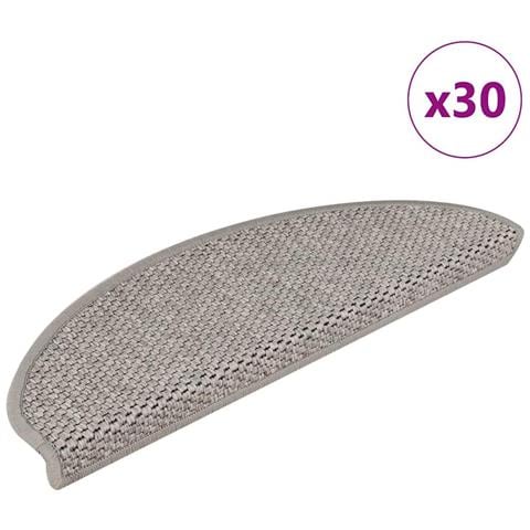 Tappeti Autoadesivi Scale Aspetto Sisal 30 pz 65x21x4cm Argento - Foto 1