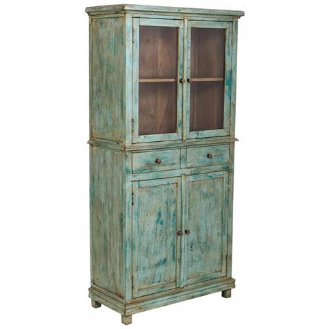 Vetrina In Legno Turchese Fatta A Mano 85x40x180h Cm - Foto 1