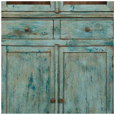 Vetrina In Legno Turchese Fatta A Mano 85x40x180h Cm - Foto 8