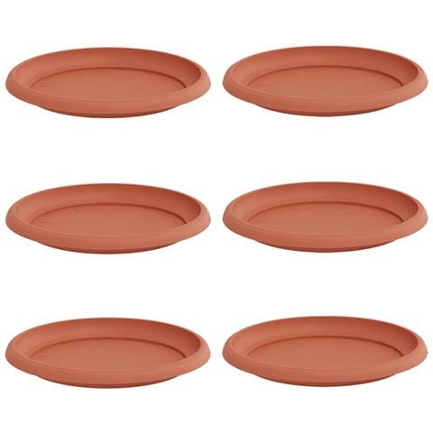 Vassoio Rotondo per Fiori 6 pcs Rosso Mattone Ø 23,5 x 2,5 cm - Foto 1
