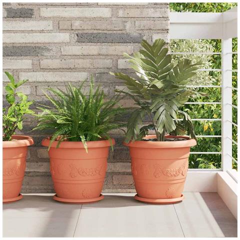 Vassoio Rotondo per Fiori 6 pcs Rosso Mattone Ø 23,5 x 2,5 cm - Foto 2