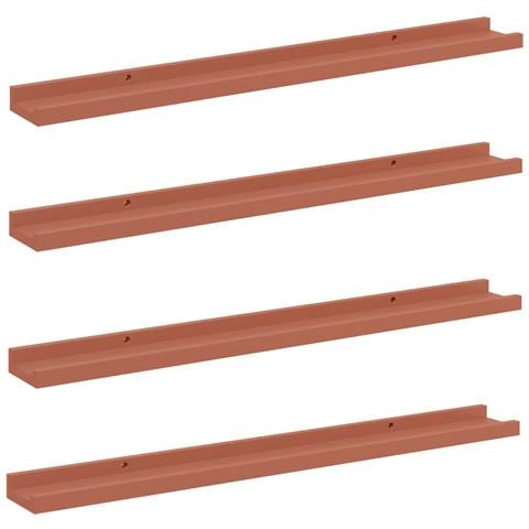 Scaffale da parete 4 pcs Rosso 80 x 9 x 3 cm Legno multistrato - Foto 1