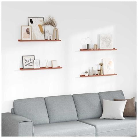 Scaffale da parete 4 pcs Rosso 80 x 9 x 3 cm Legno multistrato - Foto 2
