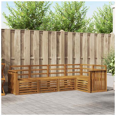 Set divani 5 pcs Naturale Legno di Acacia Massello - Foto 2