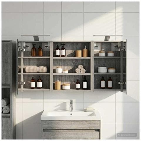 Set di Armadi da Bagno con lo scaffale 3 pcs 100 x 10,5 x 50 cm - Foto 2