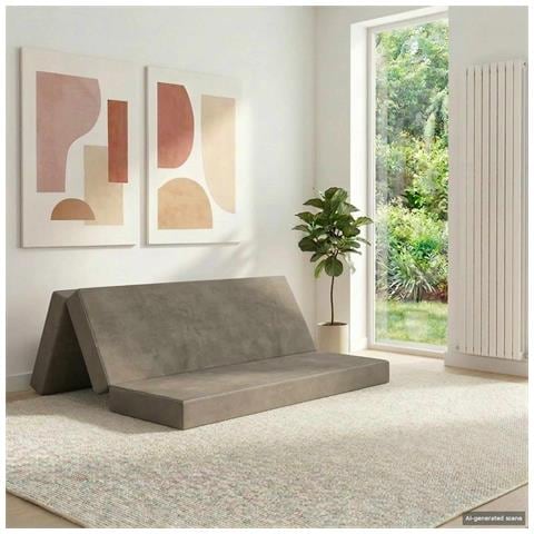 Divano Letto Pieghevole 160 x 67 x 45 cm Grigio Chiaro - Foto 2