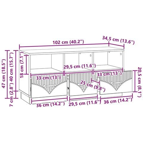 Mobile TV Bianco Lucido 102 x 34,5 x 47 cm Legno ingegnerizzato - Foto 9