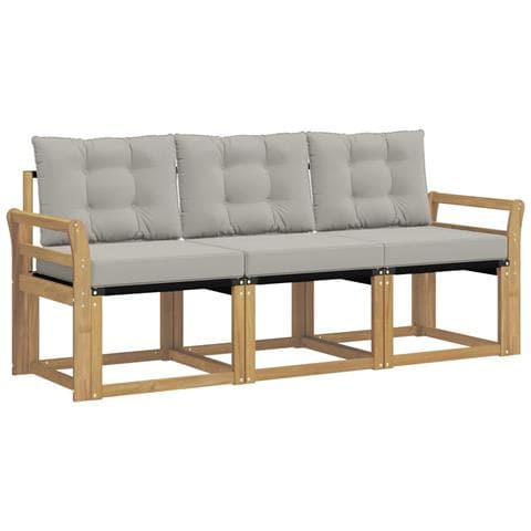 Set di divani da esterno 3 pcs Bianco e Grigio Chiaro - Foto 1