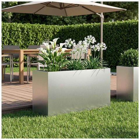 Vaso da giardino Argento 100 x 30 x 40 cm Acciaio zincato - Foto 2