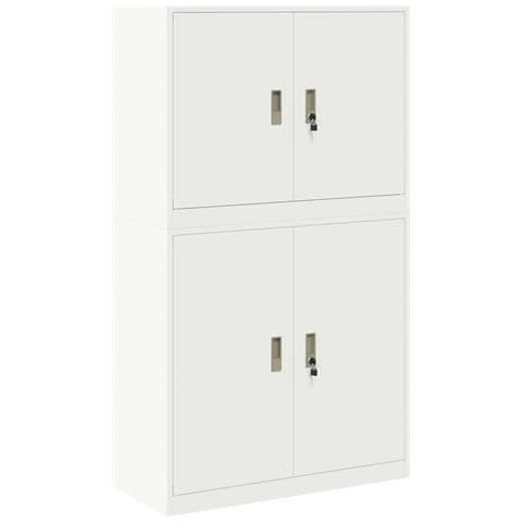 Armadio 2 pz Bianco 90 x 40 x 160 cm Acciaio Bloccabile - Foto 1