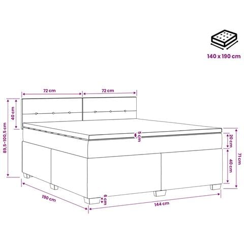 Letto box spring con materasso Grigio Scuro 140 x 190 cm - Foto 2