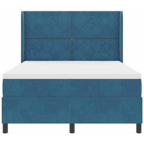 Letto a molle con strisce LED Blu 160 x 200 cm Velluto - Foto 10