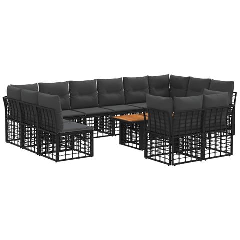 Set Divano da Giardino 13 pz Nero e Grigio scuro polyrattan - Foto 1