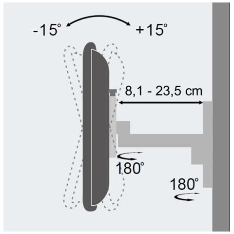 Supporto a muro per TV LED LCD 13-30'' inclinabile 2 snodi nero - Foto 2