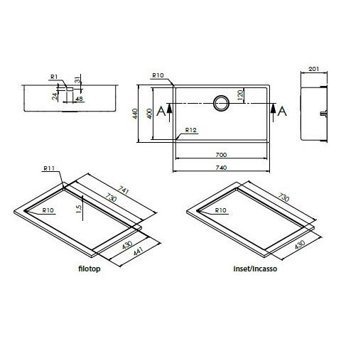 Lavello Inox Spazzolato Serie RADIUS R12 Raggio - Foto 2
