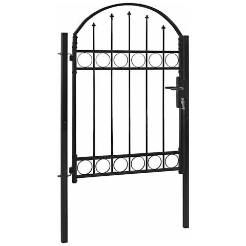 Cancello Per Recinzione Ad Arco In Acciaio 100x125 Cm Nero - Foto 1