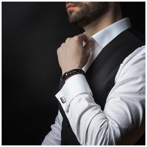 Bracciale in Pelle da Uomo, ""Spirit"", 23cm, Nero - Foto 6