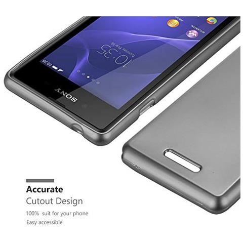 Custodia Compatibile Con Sony Xperia E3 In Grigio Metallico - Coperchio Protettivo In Silicone Tpu Flessibile - Foto 2