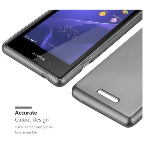 Custodia Compatibile Con Sony Xperia E3 In Grigio Metallico - Coperchio Protettivo In Silicone Tpu Flessibile - Foto 8