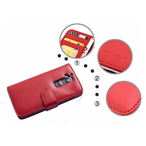 Custodia Compatibile Con Lg G2 In Rosso Cremisi - Coperchio Protettivo Con Chiusura Magnetica E 3 Slot Per Carte - Foto 2