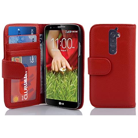 Custodia Compatibile Con Lg G2 In Rosso Cremisi - Coperchio Protettivo Con Chiusura Magnetica E 3 Slot Per Carte - Foto 1