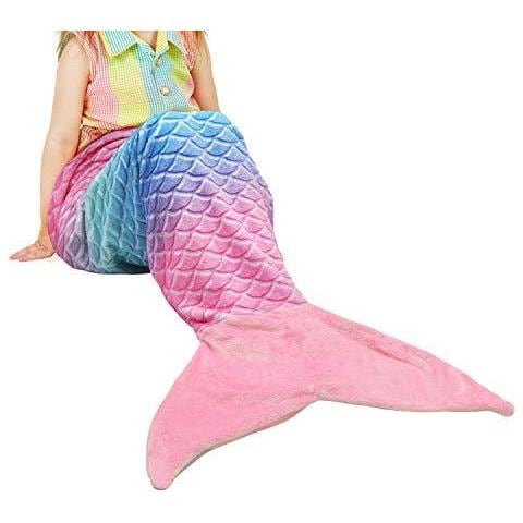 Catalogna Classy Bambini Mermaid Tail Coperta Caldo Morbido Peluche Fleece Sacco A Pelo Snuggle Coperta Per Ragazze Toddler Teens 155 X 48 Cm (61 X 19) Arcobaleno Ombre Scala Di Pesci Del Modello Idea - Foto 1