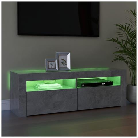 Mobile Porta TV con Luci LED Grigio Cemento 120x35x40 cm - Foto 2