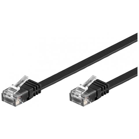 Cavo di Rete Patch Piatto Maschio / Maschio 10 m Colore Nero - Foto 1