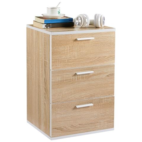 Comodino Yaheetech Bianco Con 3 Cassetti - Legno MDF, 60x40x35 Cm, Per Camera Da Letto