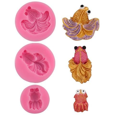 HTN 3 Piccole Stampi In Silicone A Forma Di Pesce Rosso