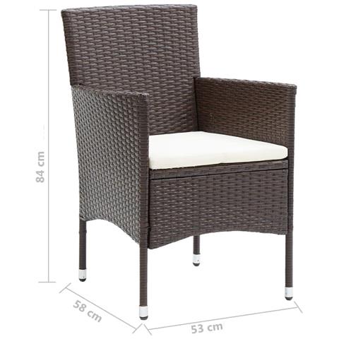 Set Da Pranzo Per Giardino 5 Pz Con Cuscini Polyrattan Marrone - Foto 10