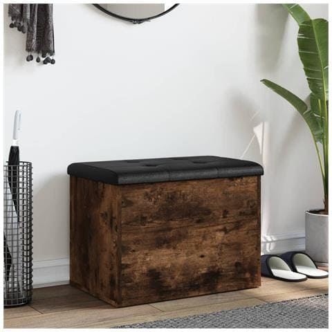 Panca Portaoggetti Rovere Fumo 62x42x45 Cm Legno Multistrato - Foto 3