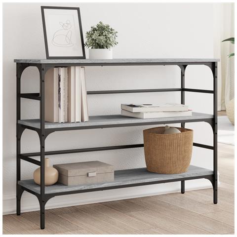 Tavolo Consolle Grigio Sonoma 100x32x75 Cm In Legno Multistrato - Foto 1