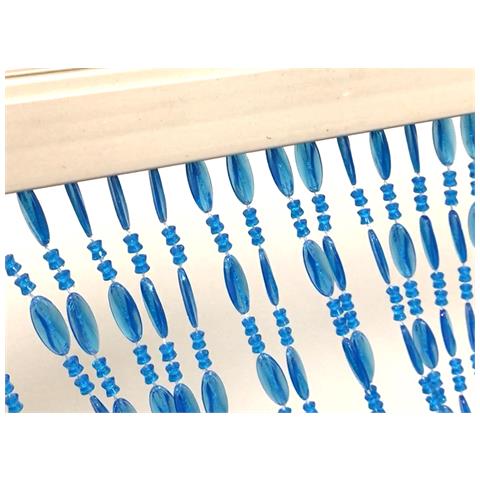 Tenda Antimosca Antirumore Catenella Perline A Caduta Pannello Porta Finestra Casa Blu 140x230 Blu - Foto 5