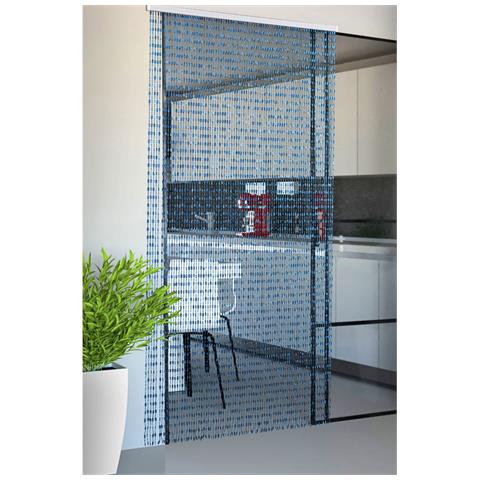 Tenda Antimosca Antirumore Catenella Perline A Caduta Pannello Porta Finestra Casa Blu 140x230 Blu - Foto 1