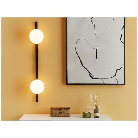 Lampada Da Parete A 2 Luci In Metallo Nero 55 Cm Isabella - Foto 1