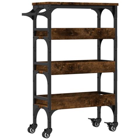 Carrello Da Cucina Rovere Fumo 53x20x76 Cm In Legno Multistrato - Foto 1