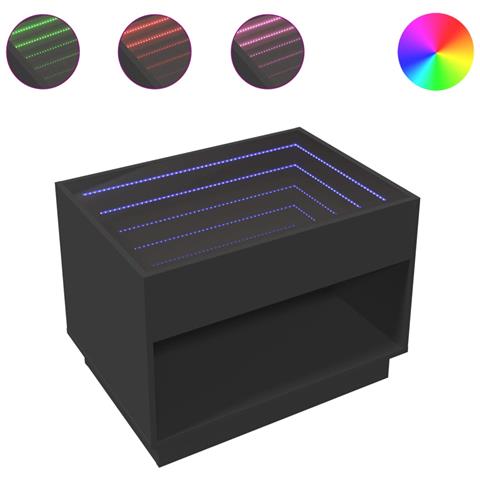 Tavolino Da Salotto Con Led Infinity Nero 70x50x50 Cm - Foto 2