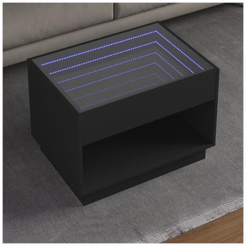 Tavolino Da Salotto Con Led Infinity Nero 70x50x50 Cm - Foto 1