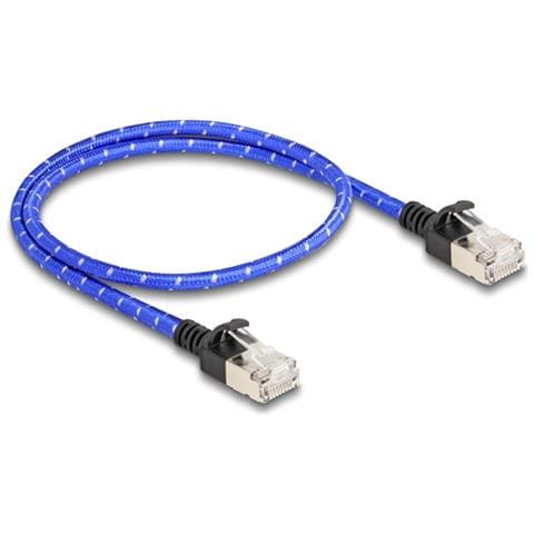 Cavo di rete RJ45 con rivestimento intrecciato Cat. 6A U /FTP Slim da 0,5 m blu - Foto 1