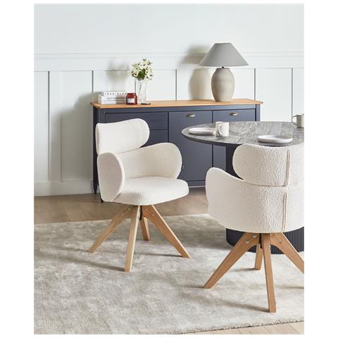 Sedia Da Pranzo Marcy Bouclé Beige Chiaro - Foto 1