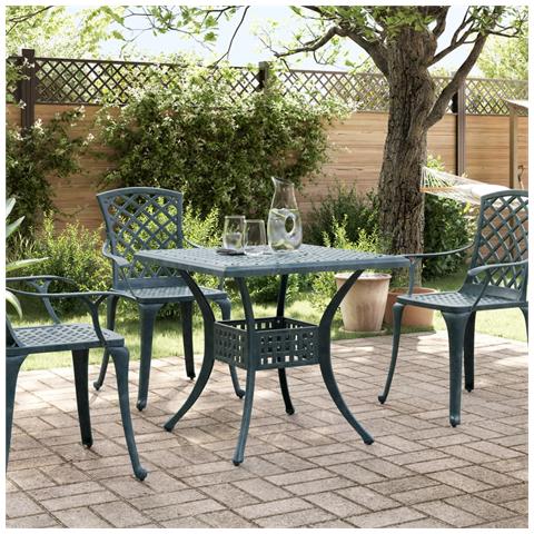 Tavolo Da Giardino Verde 80x80x75 Cm In Alluminio Pressofuso - Foto 3