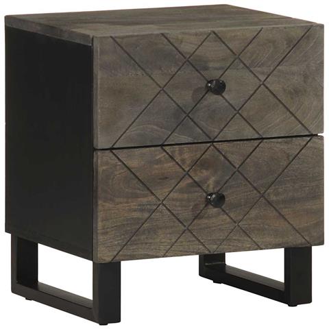 Comodino Nero 40x33x46 Cm In Legno Massello Di Mango - Foto 1