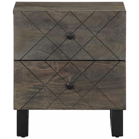 Comodino Nero 40x33x46 Cm In Legno Massello Di Mango - Foto 3