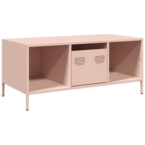 Tavolino Rosa 101,5x50x43,5 Cm In Acciaio Laminato A Freddo - Foto 2